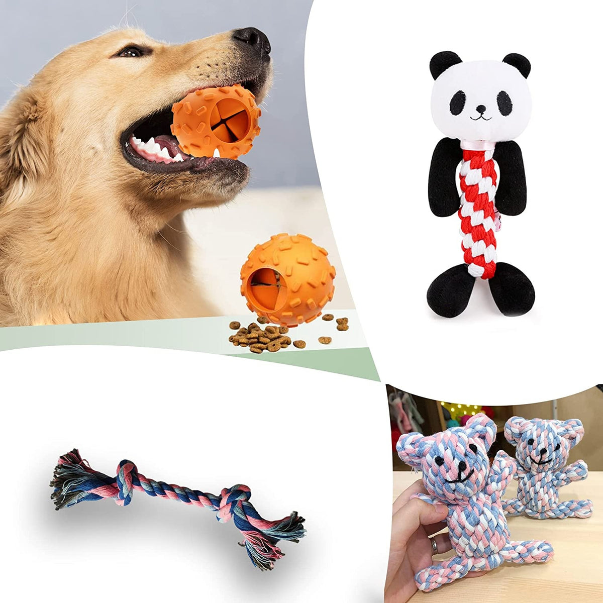 Orange-yellow rubber treat dispensing dog puzzle ball - image 5