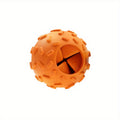Orange-yellow rubber treat dispensing dog puzzle ball - image 1