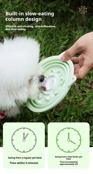 Collapsible slow feeder dog bowl 3-in-1 travel bowl with suction cups - image 7