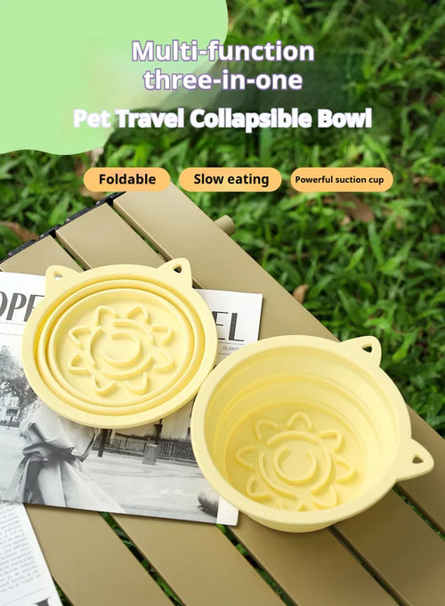 Collapsible slow feeder dog bowl 3-in-1 travel bowl with suction cups - image 2