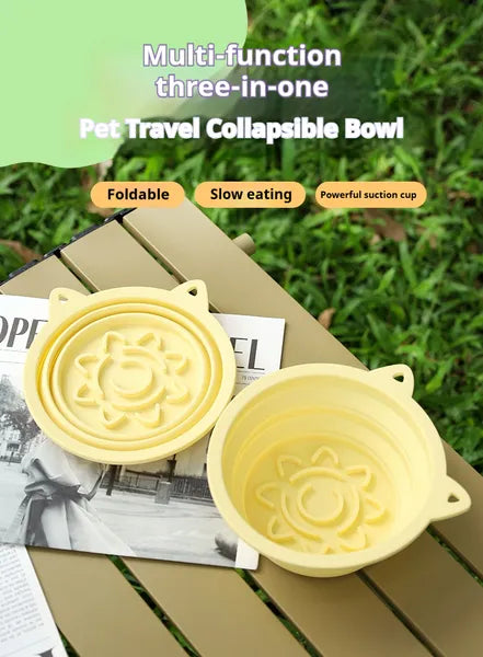 Collapsible slow feeder dog bowl 3-in-1 travel bowl with suction cups - image 1